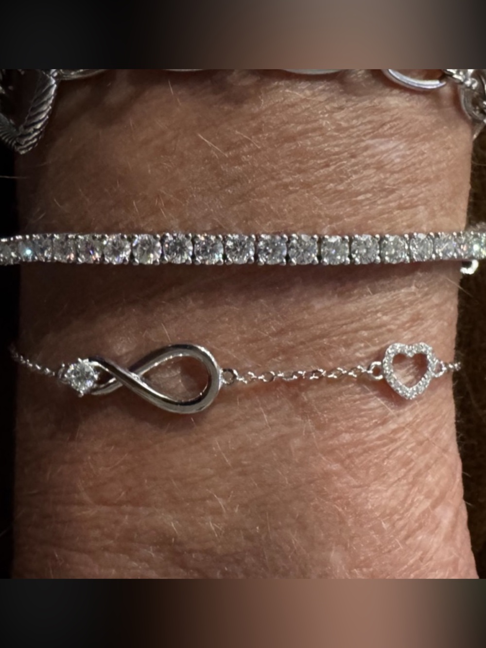 Sterling Silver Infinity Heart Moissanite Bracelet  NWT